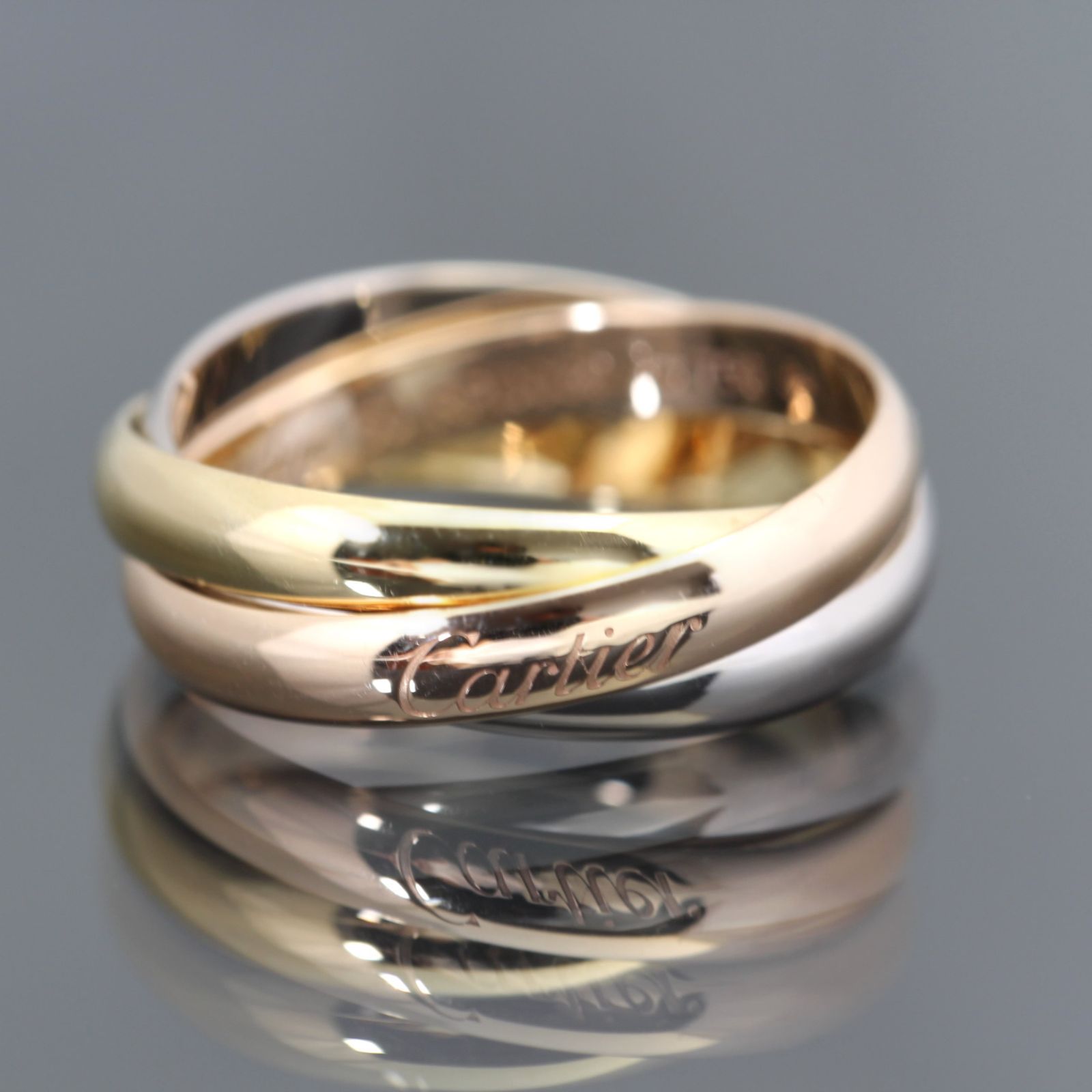 美品 カルティエ Cartier トリニティ リング クラシック 750 3連 