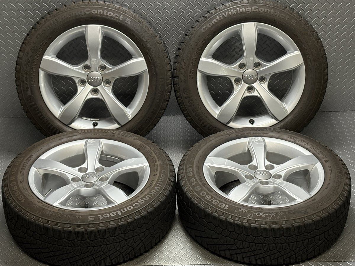 送料無料アウディ A1 15インチ 6.0J+29 5穴100 純正ホイール  Continental ContiVikingContact5 185/60R15 コンチネンタル (24090129)