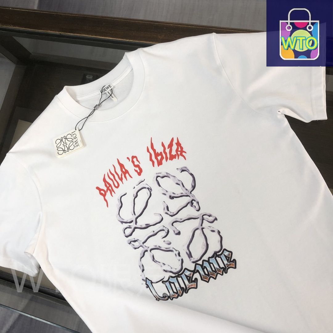 【関税・送料込】LOEWE モーツァルトプリントコットン混 Tシャツ LOEWE☆関税込☆Paula's Ibiza プリントコットン 半袖Tシャツ