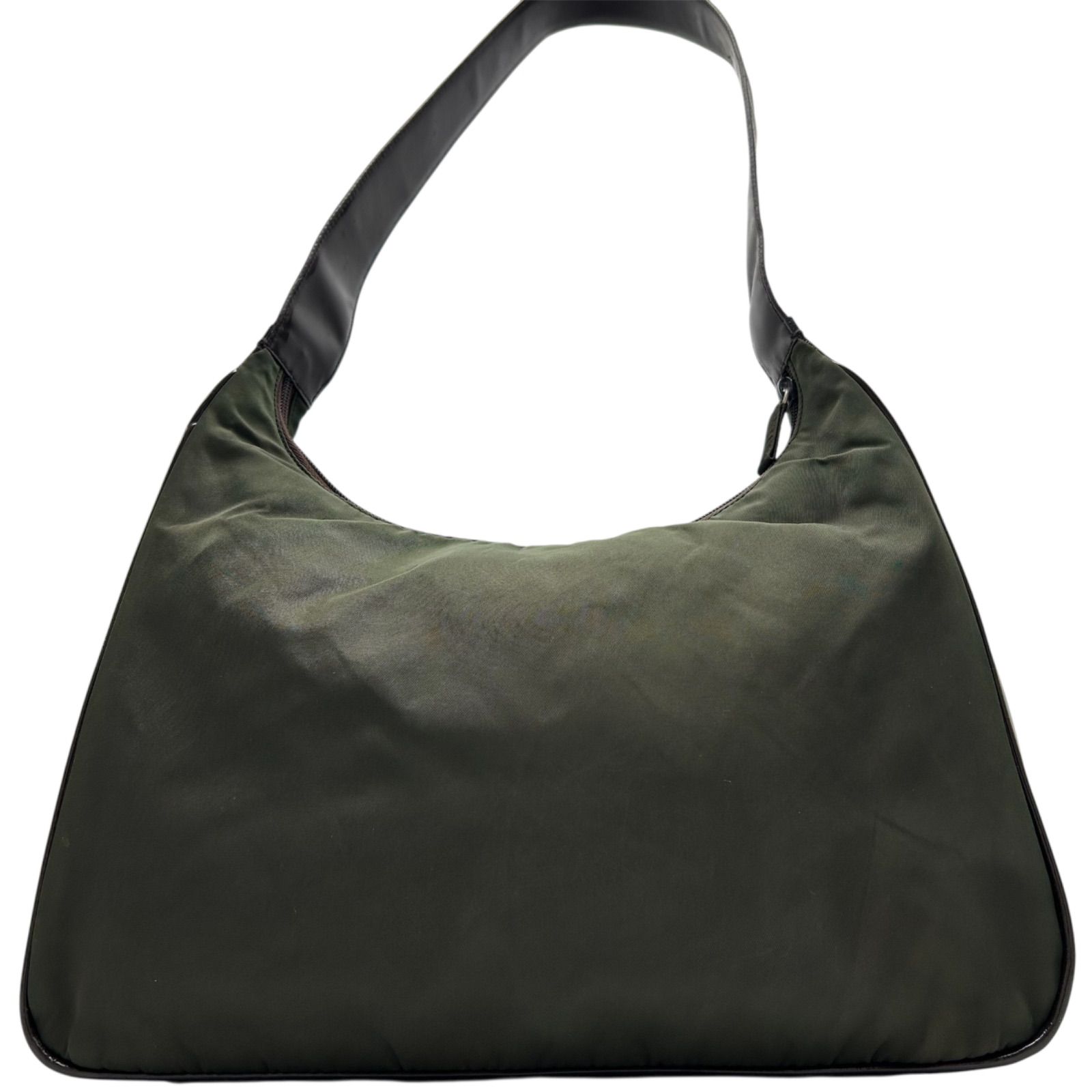 プラダ ワンショルダーバッグ 肩掛け テスート ハーフムーン 三角ロゴ 白タグ付 美品 PRADA プラダ ショルダーバッグ ワンショルダー 肩掛け