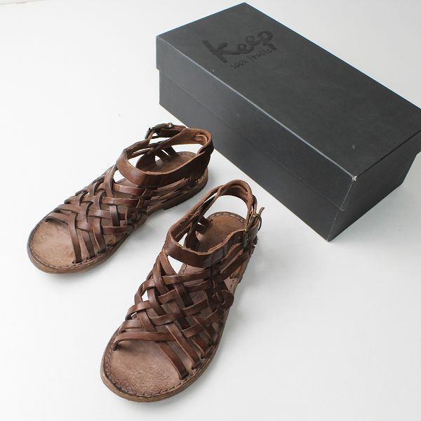 keep キープ イタリア製 メッシュレザーフラットサンダル 36/ブラウン  