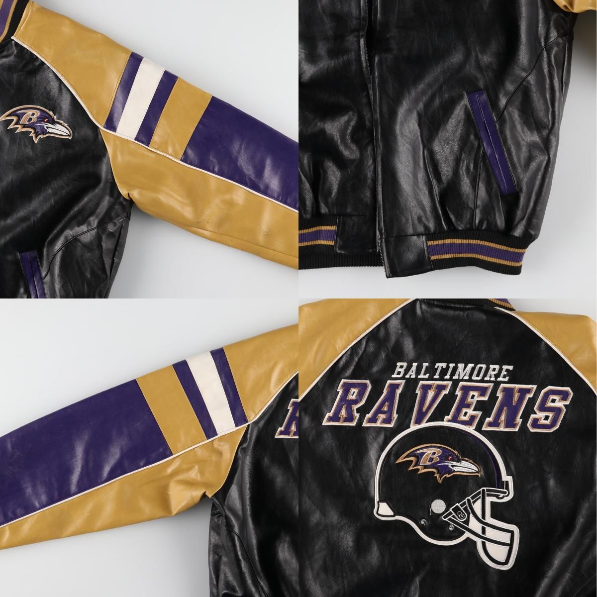 古着 NFL BALTIMORE RAVENS ボルチモアレイブンズ フェイクレザー 