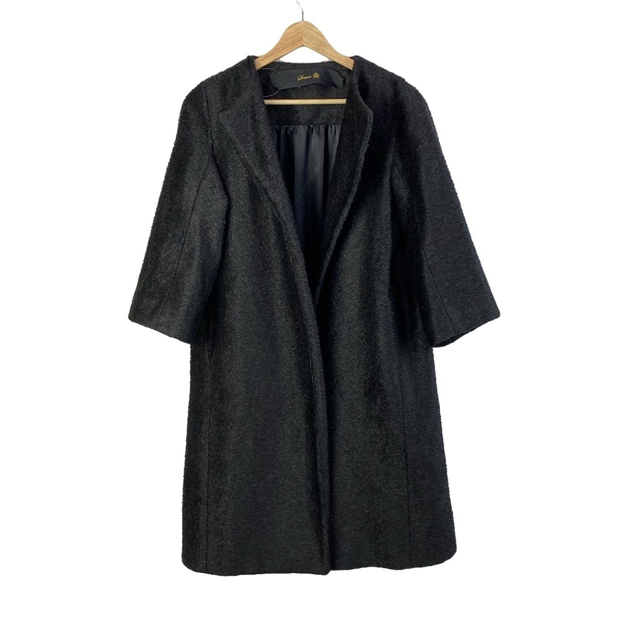 美品★Drawer ドゥロワー コート　38 ウール　アルパカ混　ブラック ドゥロワーコート黒