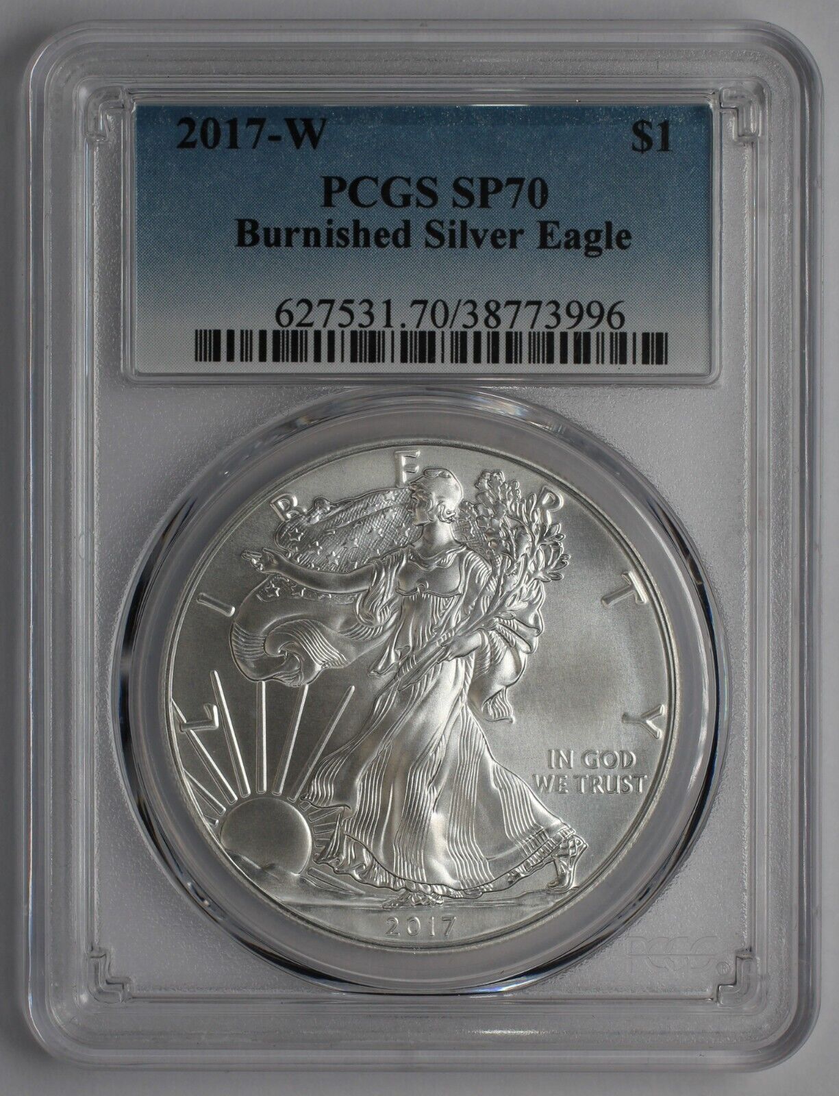 2017 W $1 Burnished American Silver Eagle PCGS SP70