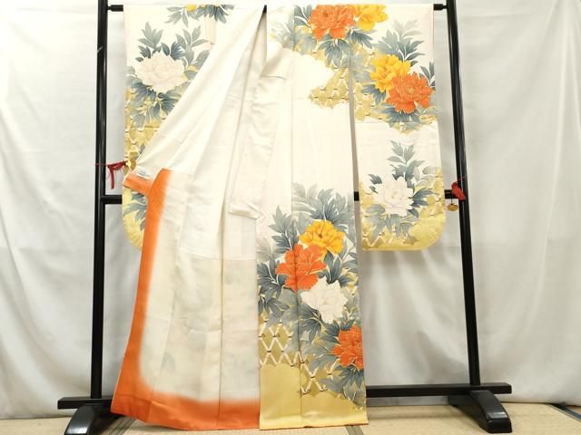 大人甘め❤️特選7品振袖フルセット　金彩友禅　正絹の長襦袢付き　豪華刺繍半衿 平和屋着物□豪華振袖 駒刺繍 枝花文 金彩 やまと誂製 正絹 逸品