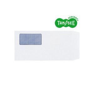 TANOSEE 窓付封筒 裏地紋付 ワンタッチテープ付 長3 80g|m2 ホワイト 業務用パック 1箱 1000枚