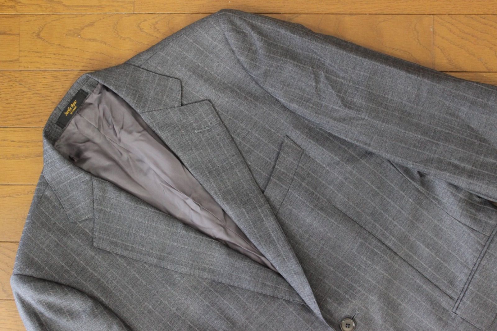サヴィルロウ SAVILE ROW 冬スーツ グレー系総裏地AB5 美品】サビルロウ スーツ A5 メンズ M ☆洋服の青山の最高峰