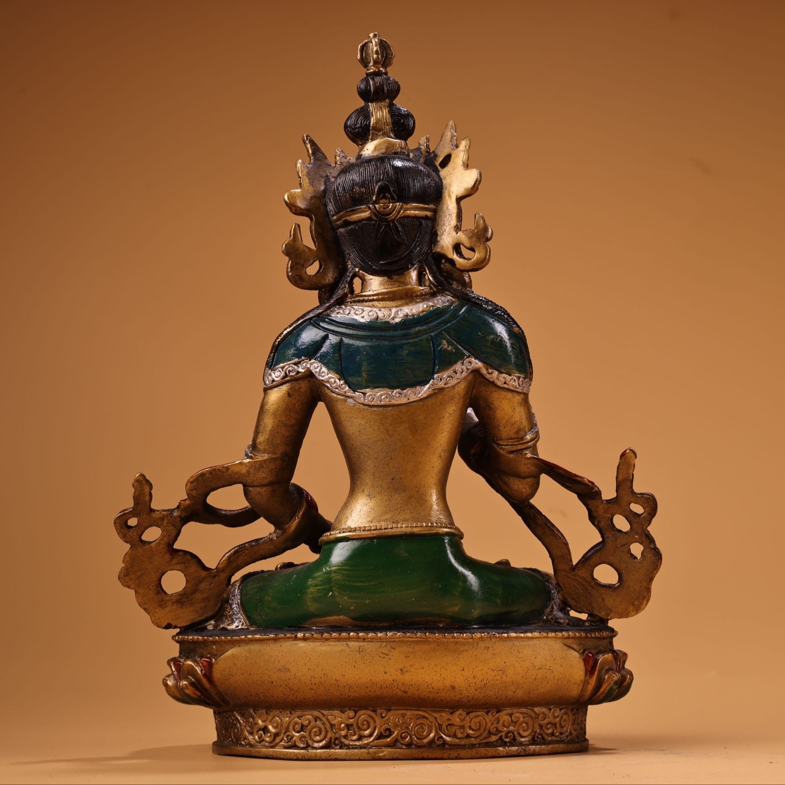 旧家蔵出し 銅製 浮彫 鏨刻 描金 彩繪 金剛薩錘菩薩像 仏像 密宗密教