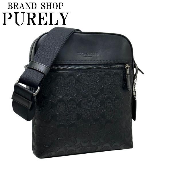 コーチ バッグ メンズ COACH ショルダーバッグ シグネチャー レザー ヒューストン フライト バッグ 4009 QB/BK ブラック 送料無料