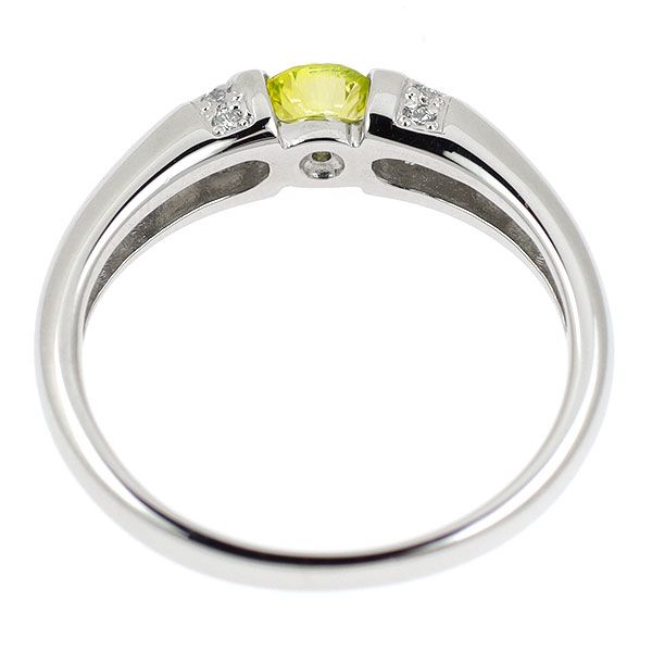 Pt900 トリートイエローグリーンダイヤモンド リング 0.243ct D0.06ct