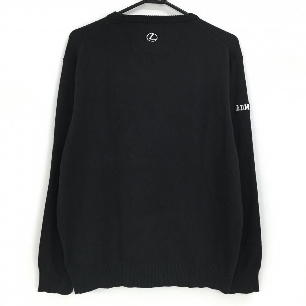 レクサス×アドミラル セーター 黒×白 ロゴ刺しゅう Vネック ニット