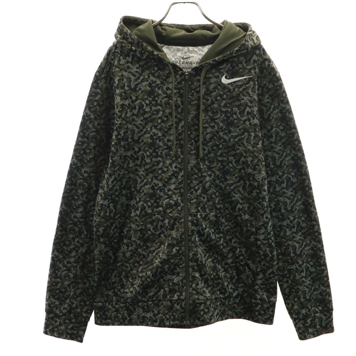 NIKE ナイキ カモフラ柄 長袖 ジップパーカー L カーキ 迷彩 メンズ 