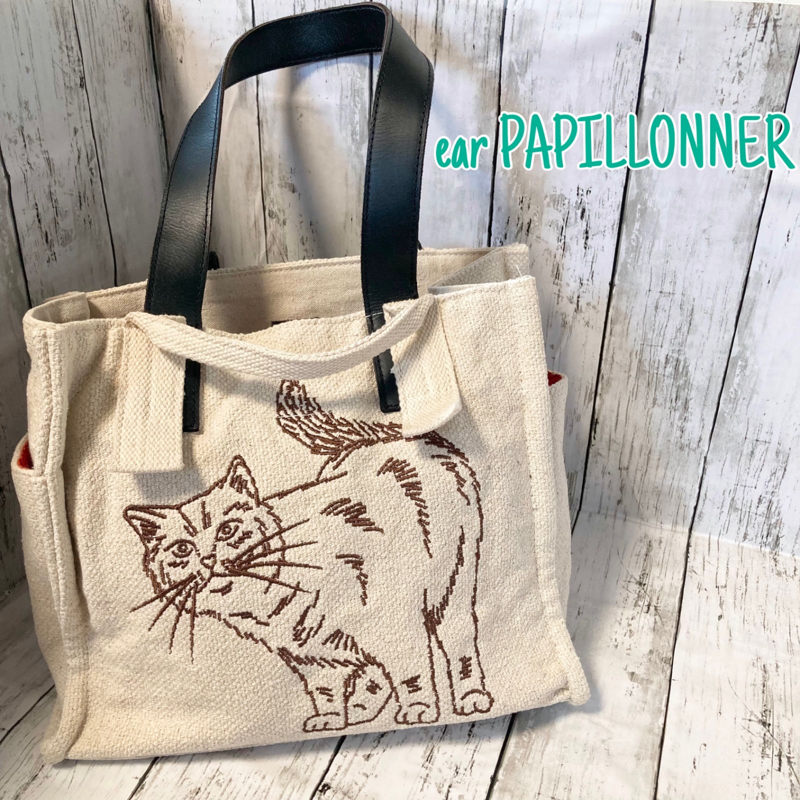 招き猫　トートバッグ　イアパピヨネ　PAPILLONNER スミスタイル ear PAPILLONNER イアパピヨネ スミスタイル 招き猫 バッグ