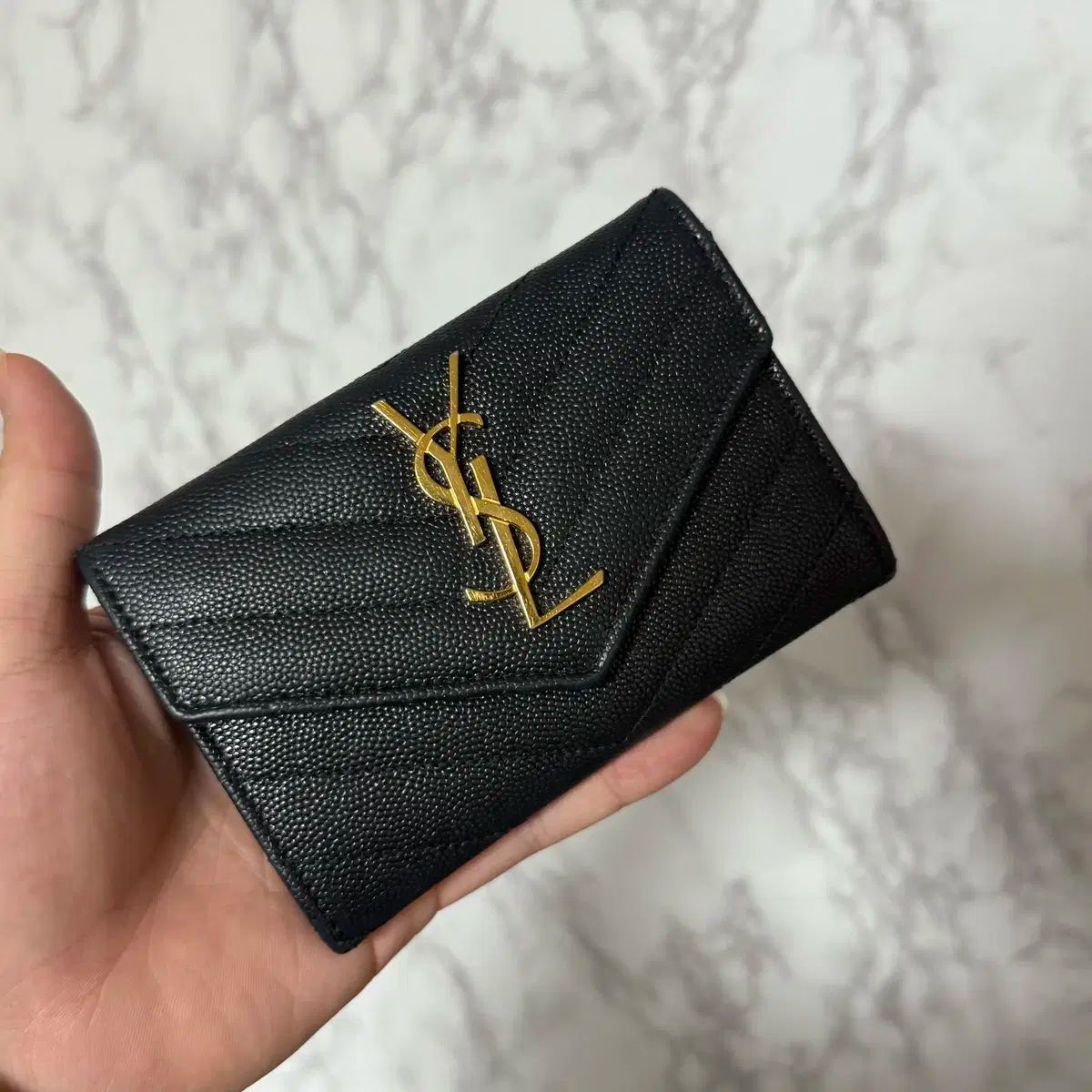 OS YVES SAINT LAURENT イヴ サンローラン ENVELOPE エンベロープ ゴールド 財布