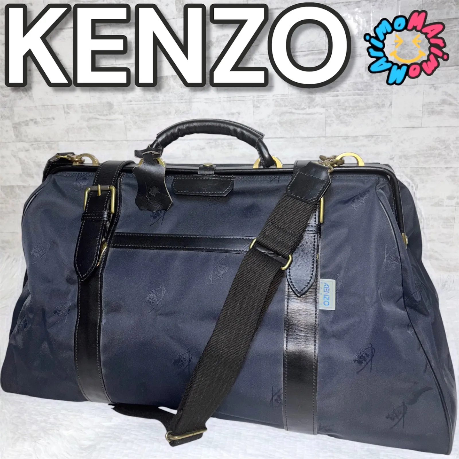 希少　KENZO ケンゾー レザー ボストンバッグ シボ革 大容量 ブラック 希少】KENZO ケンゾー レザー ボストンバッグ シボ革 大容量