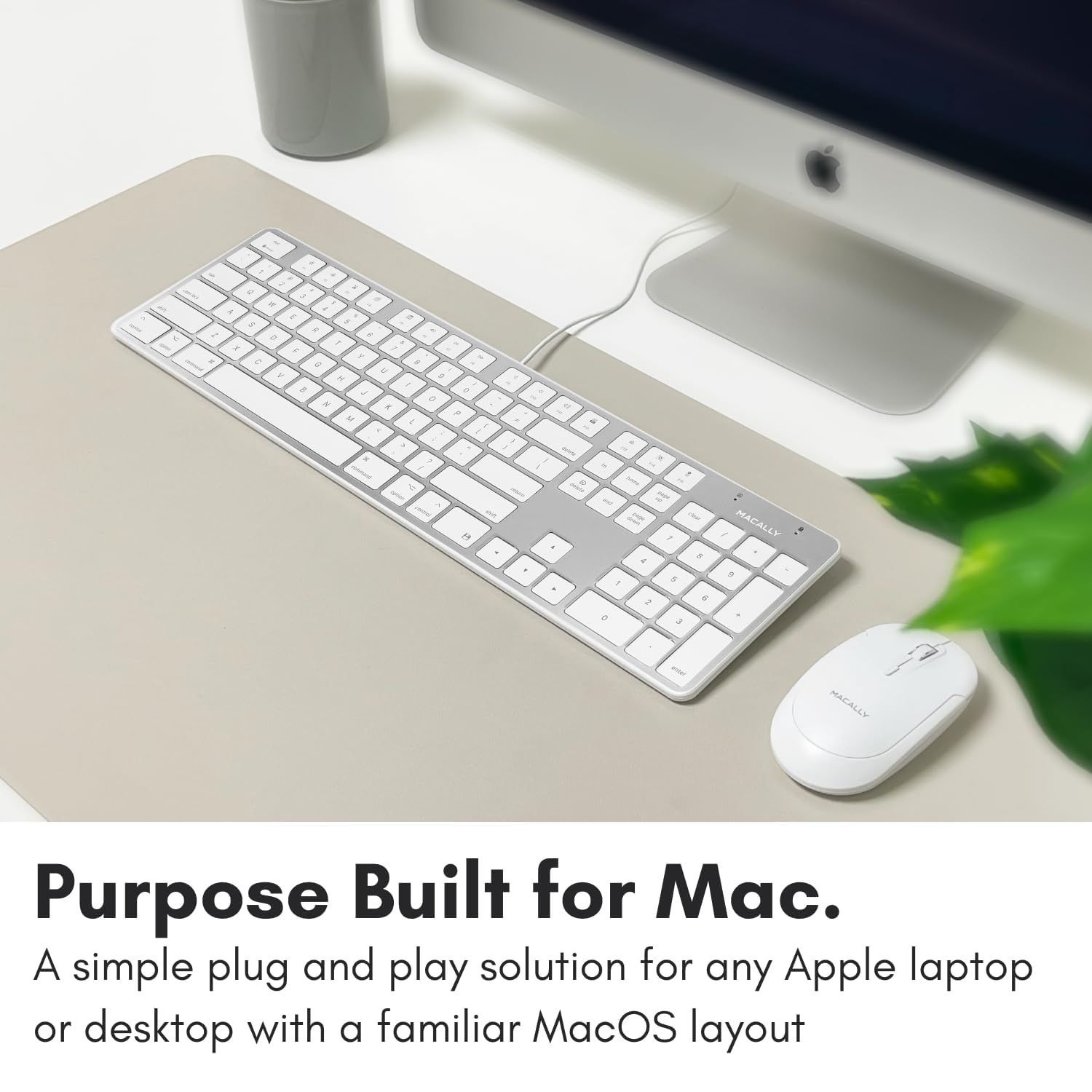 迅速発送】Macally 超薄型 USB A 有線キーボード テンキー付き Apple 