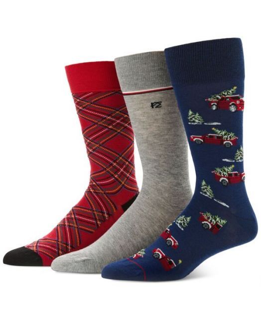 送料無料 ペリーエリス メンズ 靴下 アンダーウェア Men s 3pk. Mixed Patterned Socks PLAID TRUCKS