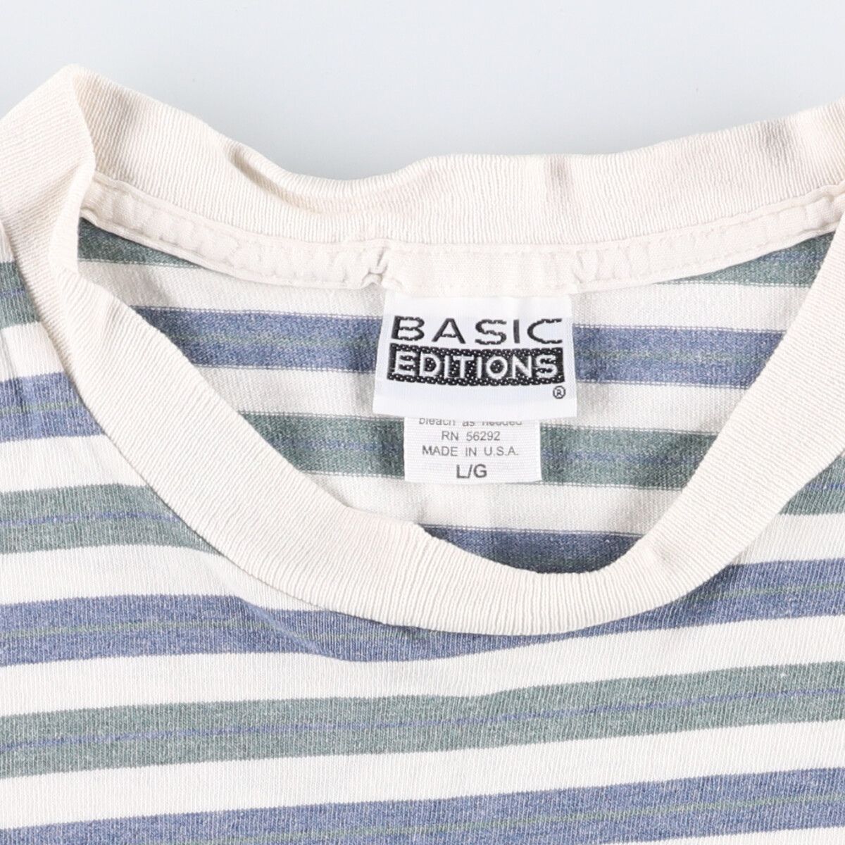 90s BASIC EDITIONS ベーシックエディション ボーダーTシャツ 古着 90s BASIC EDITIONS ジャガード ボーダー 100%コットン T