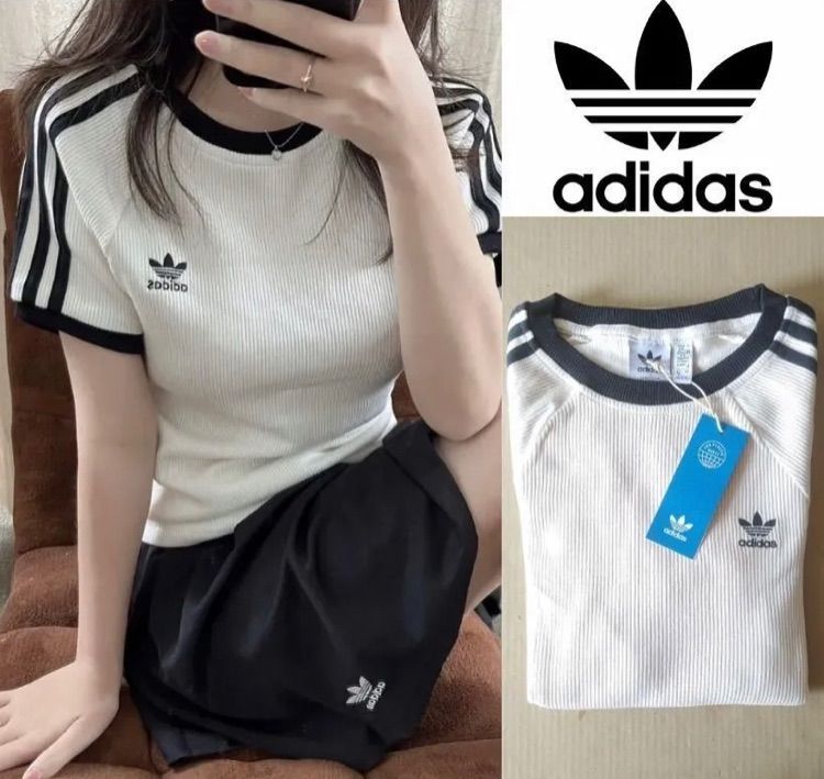 新品☆オシャレでかわいい!話題!adidas originals ワッフルTシャツ【新品・未使用】即購入OK ！ adidas アディダス ワッフル  Tシャツ 半袖 スリーストライプス XS S M L XL 即日発送可能です - メルカリ