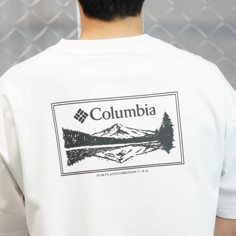 【ムラスポ公式】COLUMBIA コロンビア ムラサキスポーツ限定 Tシャツ UV生地でゆったりシルエット ホワイト/ブラック PM0941