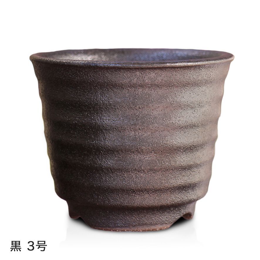 未使用】盆栽鉢 六平 黒 金彩 赤吹 金吹 黒吹 五色 3号 四日市