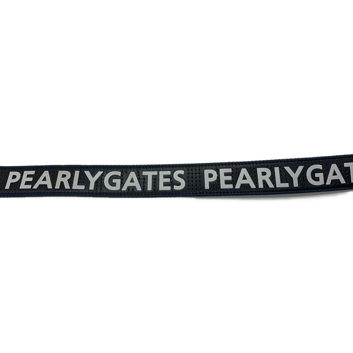 中古 パーリーゲイツ PEARLY GATES ベルト 濃紺 ネイビー ロゴプリント  カット可能