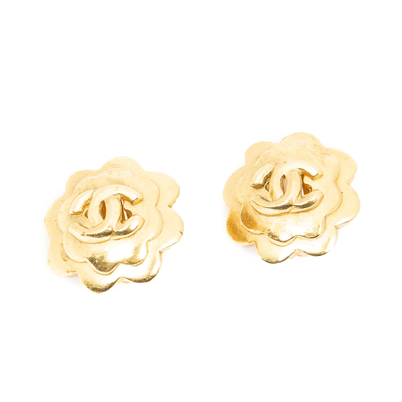 CHANEL シャネルCCカメリアクリップオンイヤリング金金メッキA