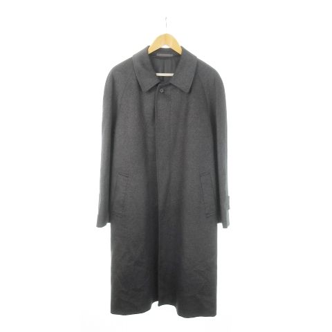 カルロレガティーニ CARLO LEGATINI ピュアカシミヤ ステン コート ロング 比翼 L 黒 ブラック |MN11 GY99