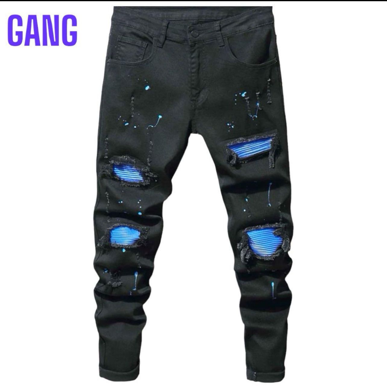 クラッシュデニム US UKドリル レザーパンツ AMIRI trapster ダメージスキニー クラッシュデニム 海外 ラッパー UK US ドリル