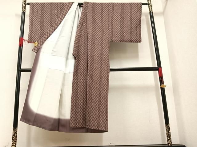 平和屋着物男性 小紋 市松文様 正絹 逸品 AAAV9388ph