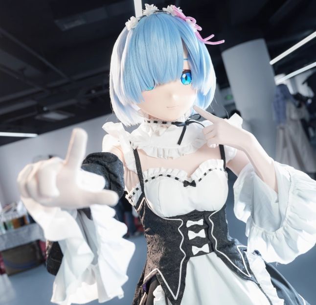 「二次元美少女全頭マスク」カツラ＆ロック付き コスプレ・着ぐるみ用 二次元美少女全頭マスク」カツラ＆ロック付き コスプレ