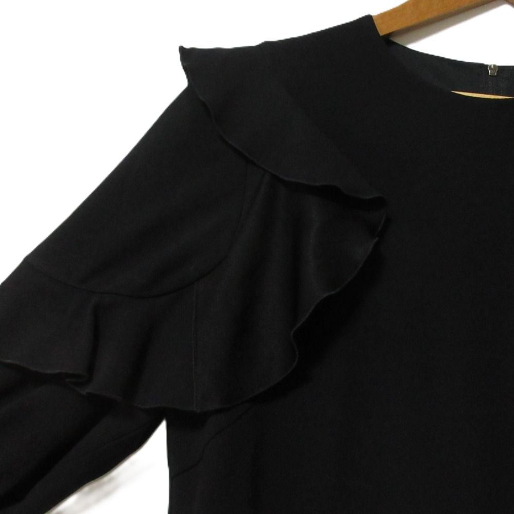美品 FOXEY NEW YORK フォクシーニューヨーク クルーネック フリルスリーブブラウス カットソー 37510 サイズ40 ブラック レディース 古着 中古 美品 FOXEY NEW YORK フォクシーニューヨーク クルーネック