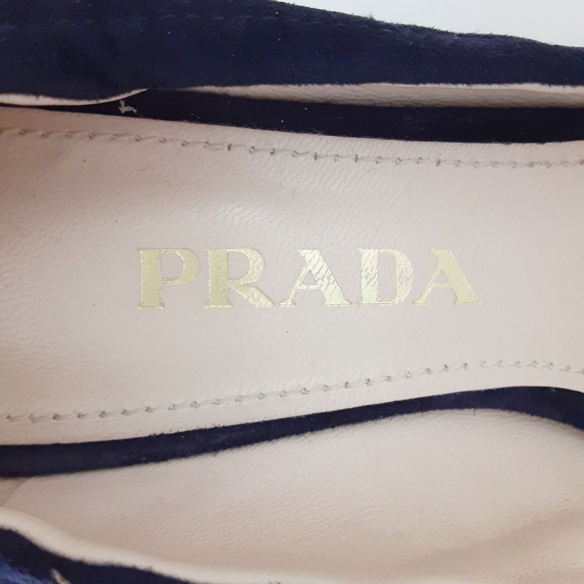 PRADA(プラダ) パンプス 34 1/2 レディース - ネイビー リボン