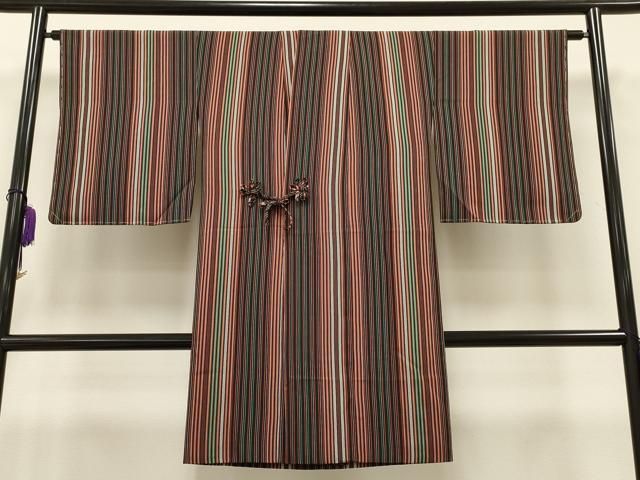 平和屋着物＃道中着　縞　黒地　ロング丈　正絹　逸品　未使用　CAAT5793id 平和屋着物＃道中着 縞 黒地 ロング丈 正絹 逸品 未使用 CAAT5793id