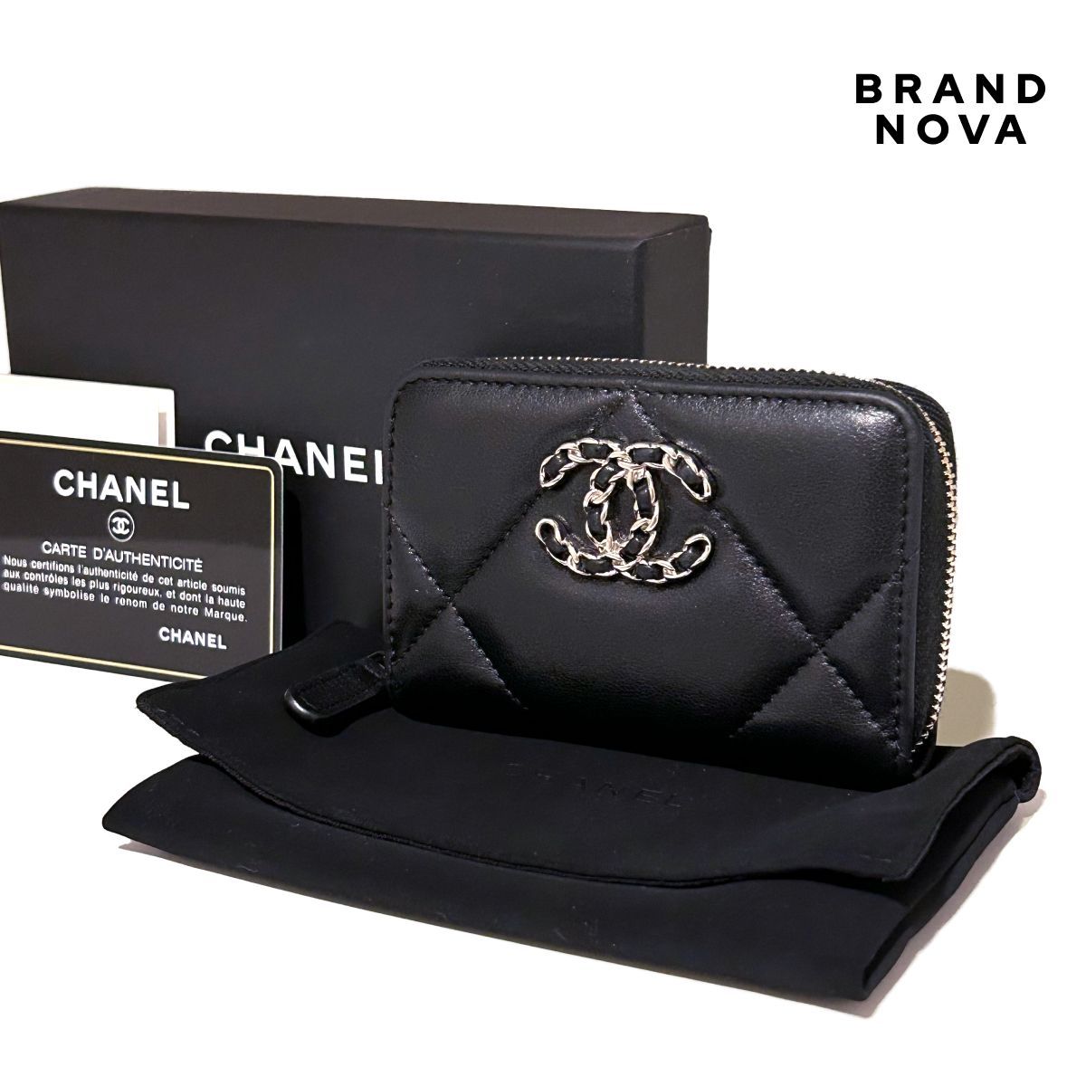 CHANEL シャネル 19 マトラッセ ココマーク ジップ コインパース CHANEL シャネル 19 マトラッセ ココマーク ジップ コインパース