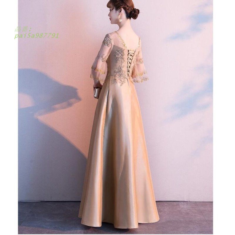 袖あり ロングドレス マキシワンピース プリンセスドレス 花嫁の介添え 結婚式 パーディードレス 上品 二次会 演奏会 披露宴 ウエディングドレス 発表会 pai5a987791