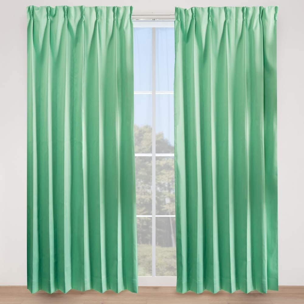 Color:グリーン_Size:丈135 cm x 幅100 cm (1枚組) アイリスプラザ カーテン 1級遮光 丈135cm 2枚組 UVカット率85% 【節電/省エネ】断熱効果50%・保温効果30%以上 洗濯機対応 リビング・寝室用 幅100×丈135c