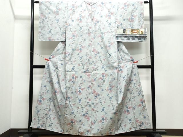 平和屋着物○本場大島紬 7マルキ 泥染め 舞花文 たかし謹製 証紙付き
