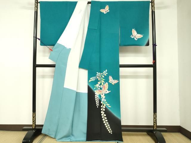 平和屋着物＊夏物 色無地 絽 青碧色 洗える着物 AABB0608st 平和屋