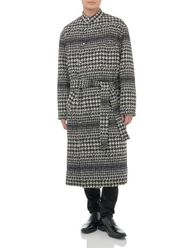 フォーチュナトウキョウ メンズロングコート 東京 Collection メンズ キモノ中綿コート 千鳥柄 ブラック