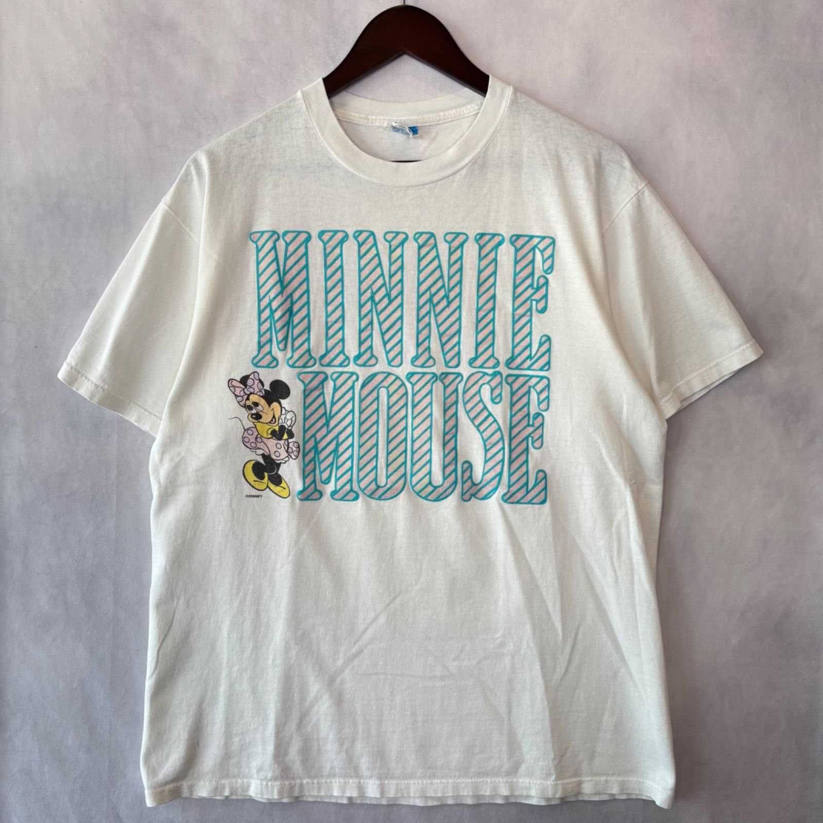 B2057b 80's Disney ミニーマウス ディズニーTシャツ 白 L