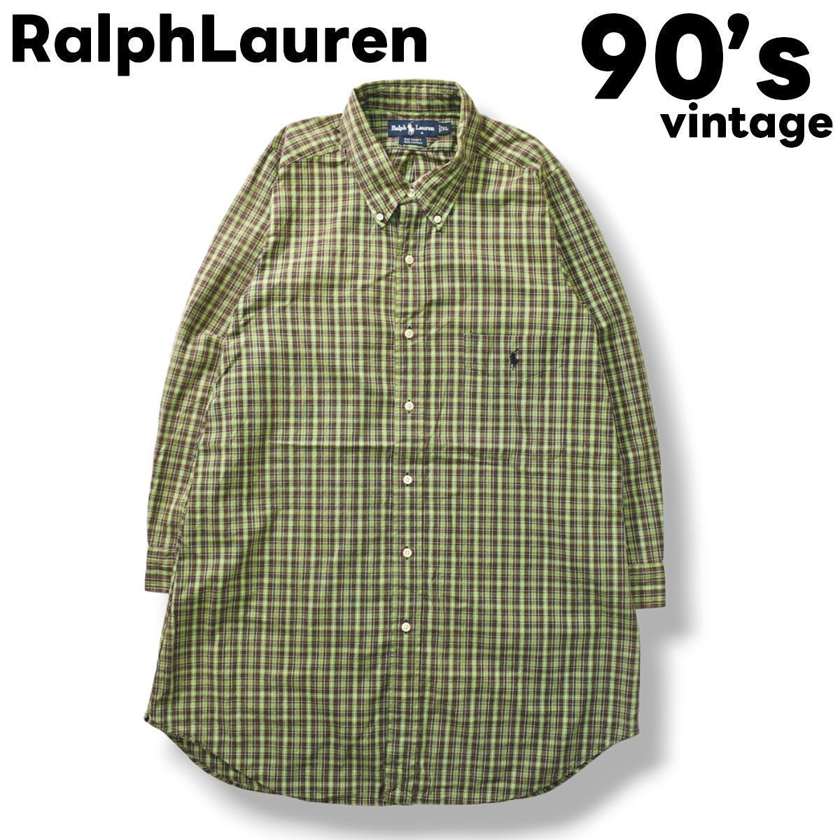 POLO RALPH LAUREN ロングシャツ　リメイク古着 90sビンテージ POLO ラルフローレン リメイク ロングシャツ