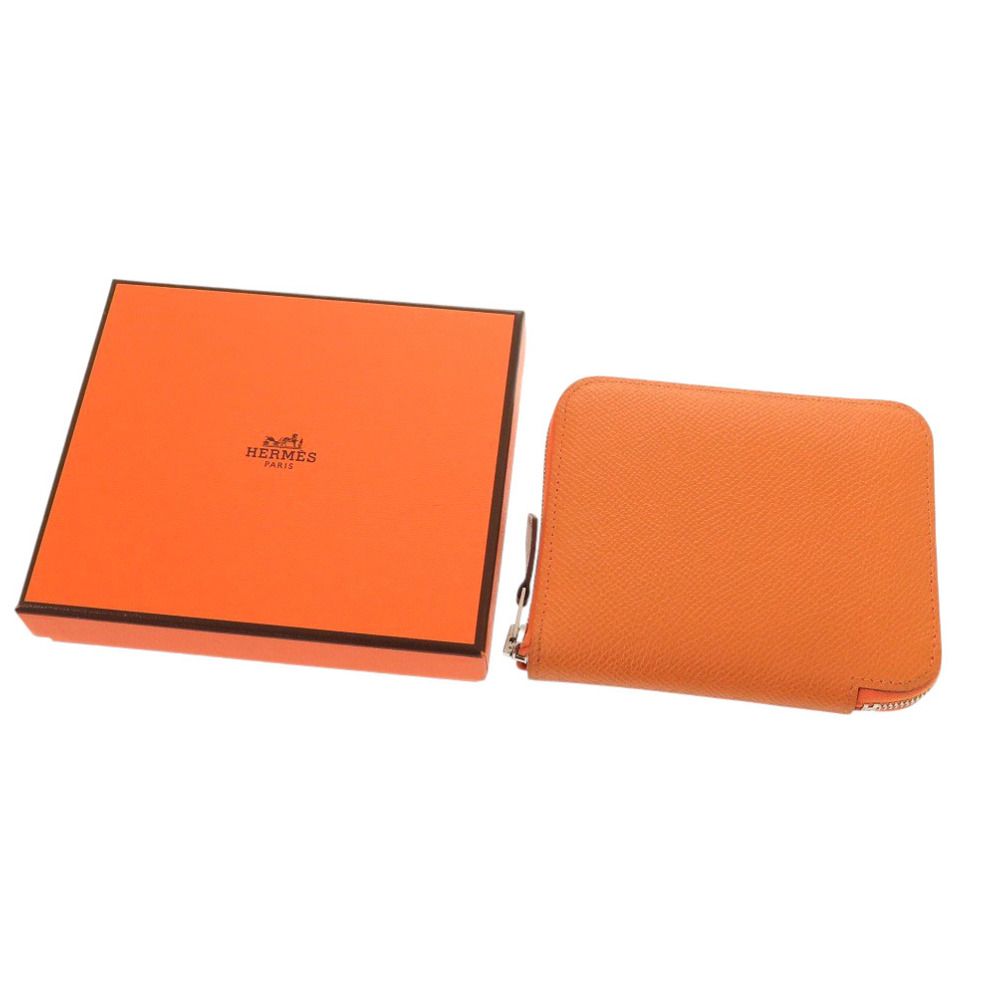 美品 エルメス アザップ シルクイン コンパクト オレンジ ヴォー