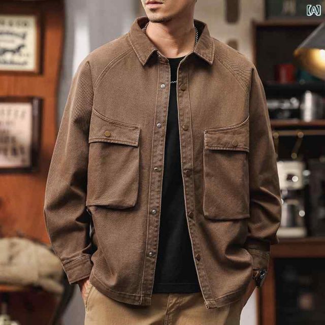 共振 メンズ ファッション 服 男性用 オシャレ シンプル 大人 かっこいい ストリート アメリカン ツイル コットン ワーク ジャケット 春 ゆったり レトロ ハンティング カジュアル ジャケット 人気の新商品が続々入荷。