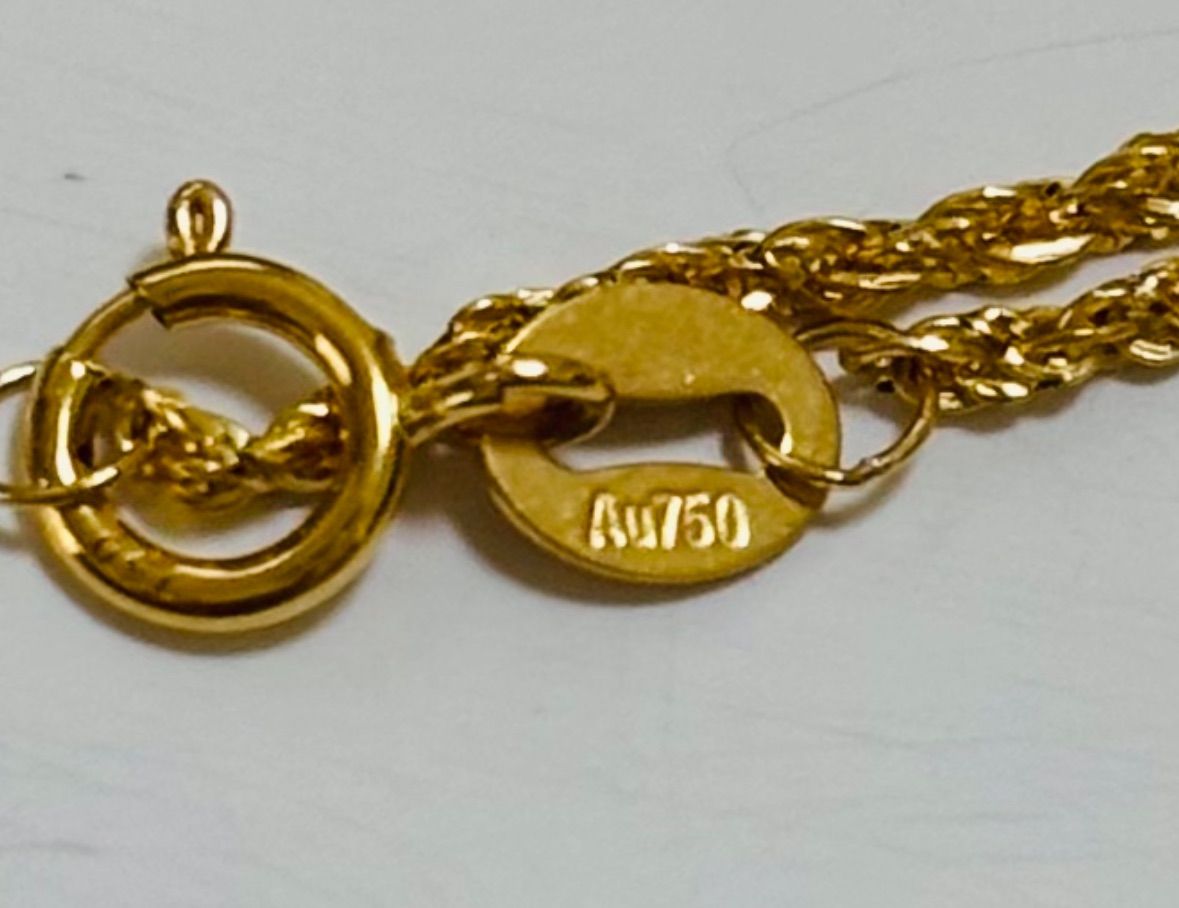 18K ロープ チェーン ネックレス 18k AU750 18金 45㎝ 約1g - メルカリ