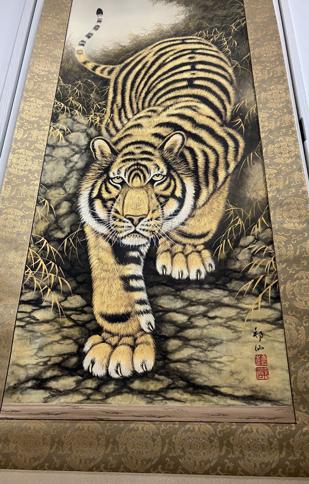 未使用保管品 Excel Human 掛け軸 高松邦仙 猛虎 高級掛け軸 高松邦仙作「猛虎」図 肉筆 美品 エクセルヒューマン