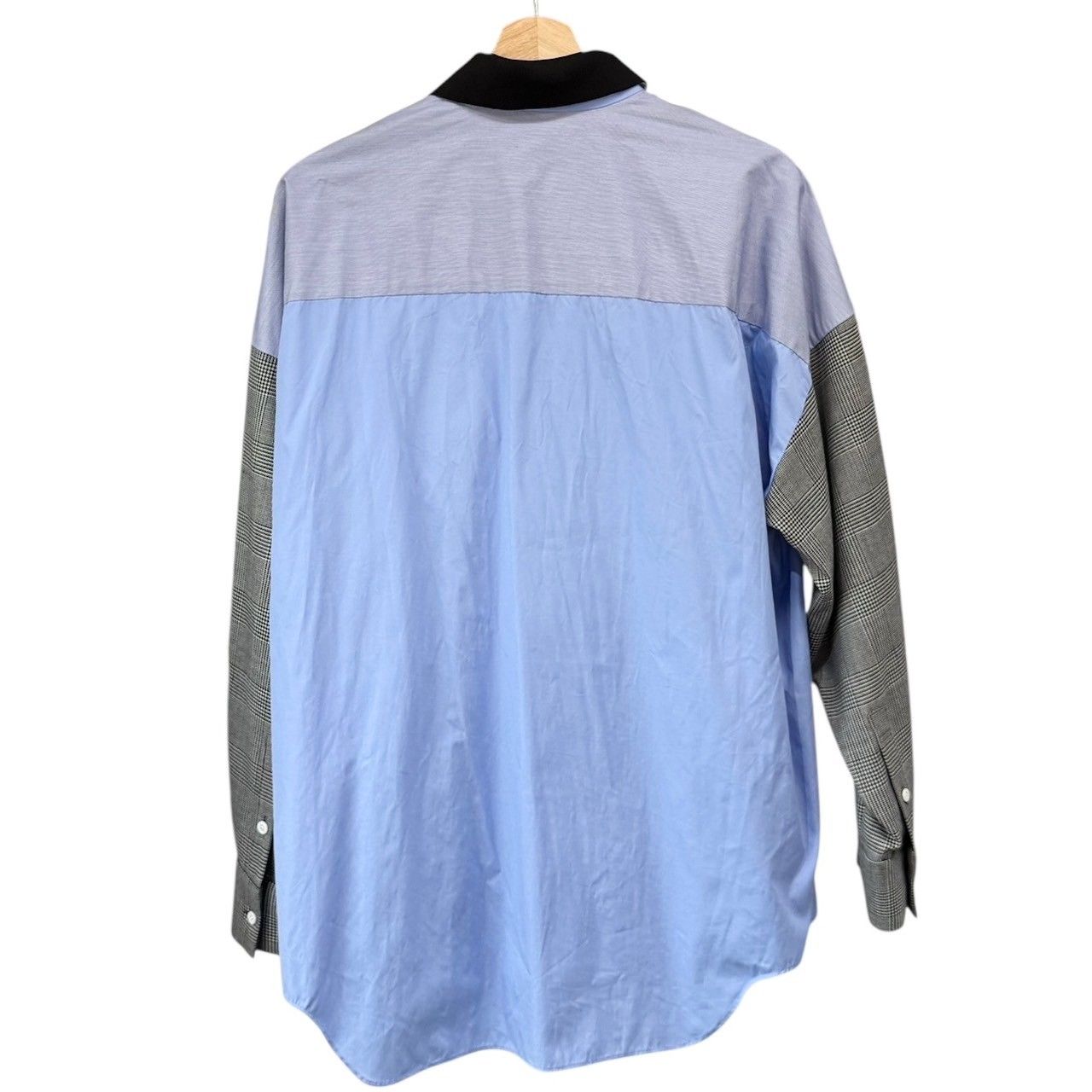ENFOLD 24AW★CURVE ASYMMETRY SHIRT 38 ブルー ENFOLD エンフォルド 24AW KNIT CLERIC SHIRT クレイジー