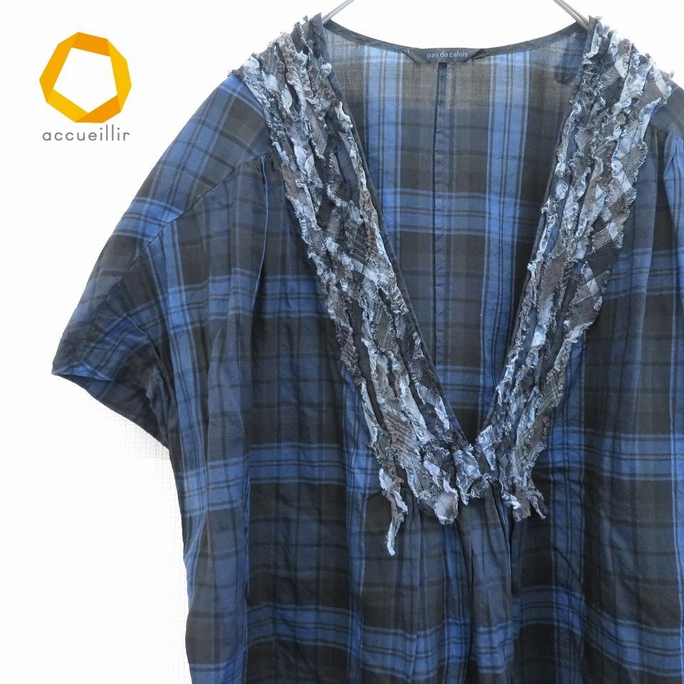 パドカレ pasdecalais シャツ ブラウス プルオーバー Vネック チェック 