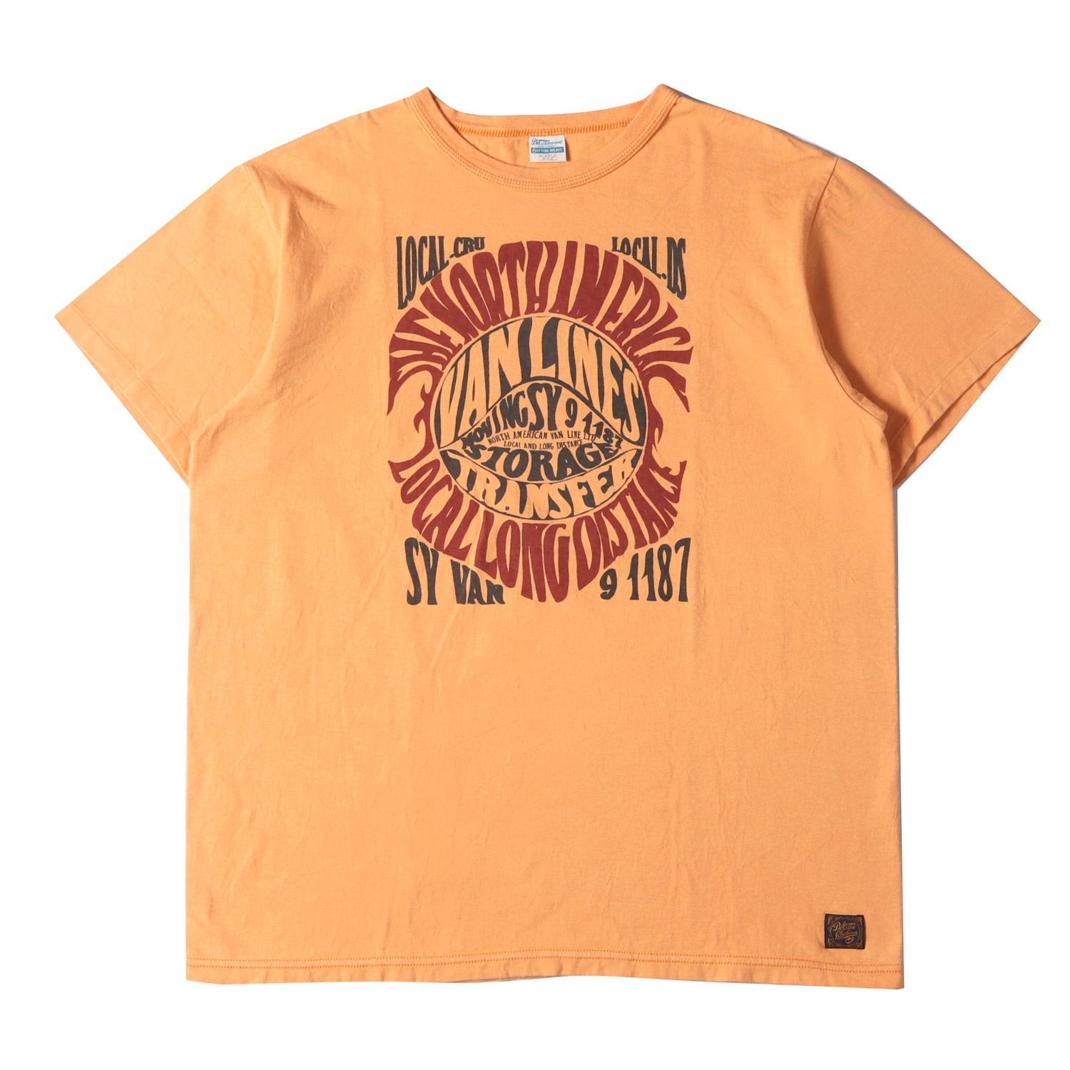 DELUXEWARE デラックスウエア Tシャツ サイズ:XL プリント クルーネック 半袖Tシャツ オレンジ 日本製 トップス カットソー【メンズ】