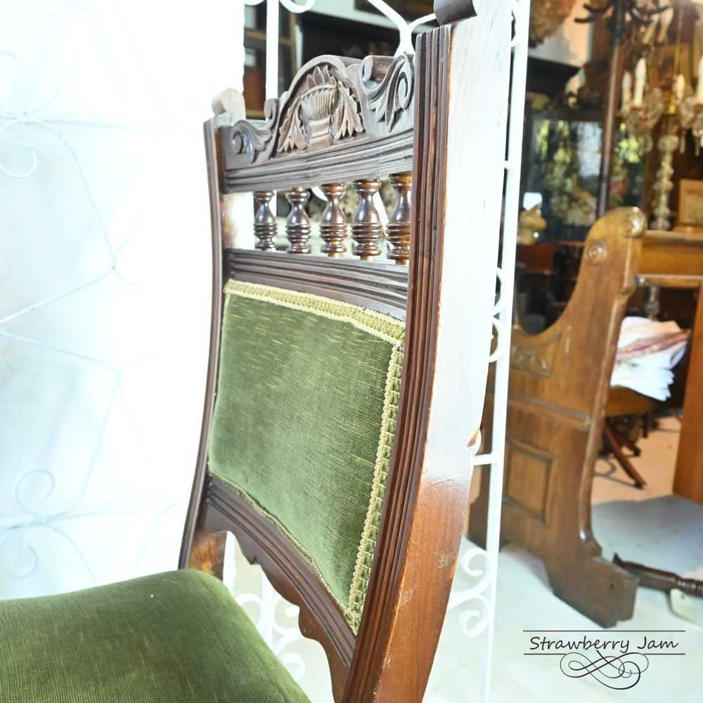 L3705-206-2 英国アンティーク エドワーディアン 布張りチェア L3705-206-2 英国アンティーク エドワーディアン ヴィクトリアン